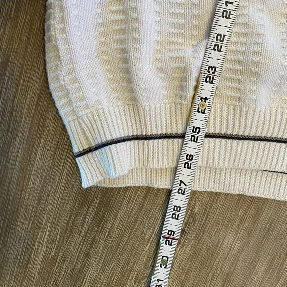 Vintage Golf Sweater Carmel Men's White Sz L Embroidered Pullover Preppy Cotton
